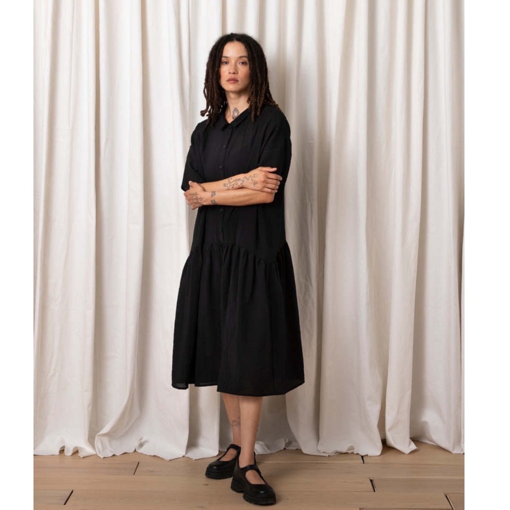 ALI GOLDEN Collared Dress Drop Waist Oversized‎ Size M/L